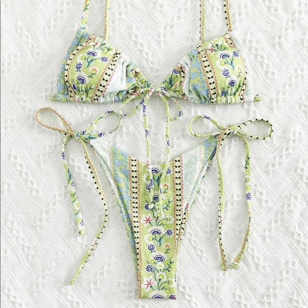 Green Paisley Boho Bikini